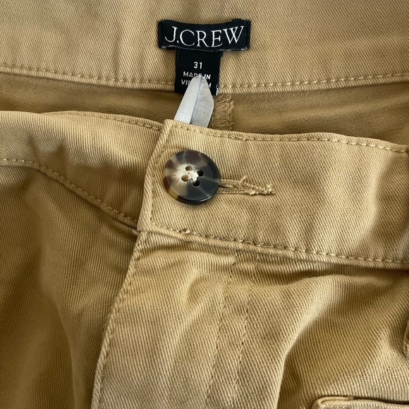 J Crew Women button front pocket size 31 tan Flat Front Straight High Rise pants - Picture 4 of 12
